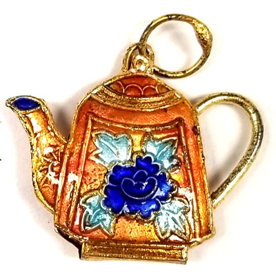 ENAMEL TEAPOT(B) 27X28MM ORANGE